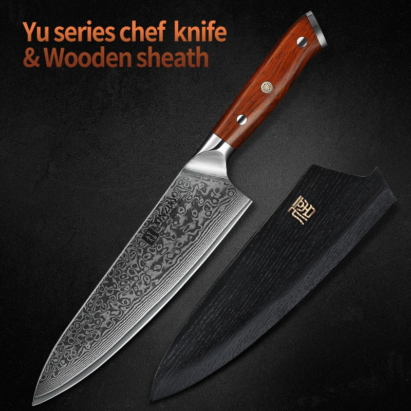 XINZUO 8.5 Inch Chef Knives High Carbon VG10 67 Layer Damascus with Rosewood Handle