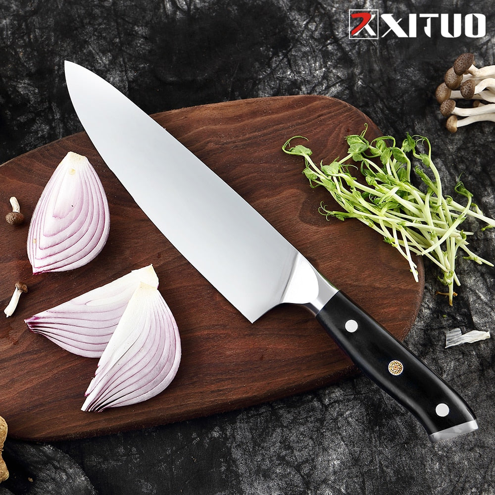 XITUO German Stainless Steel Kitchen Knife 1-7PCS Chef Knife Sharp Santoku Knife Cleaver Paring Knives Boning