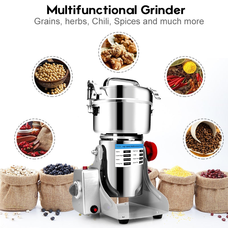 Big Capacity 800G 3000W Herb Grinder Coffee Machine Grain Spices Mill Wheat Mixer Dry Food Grinder