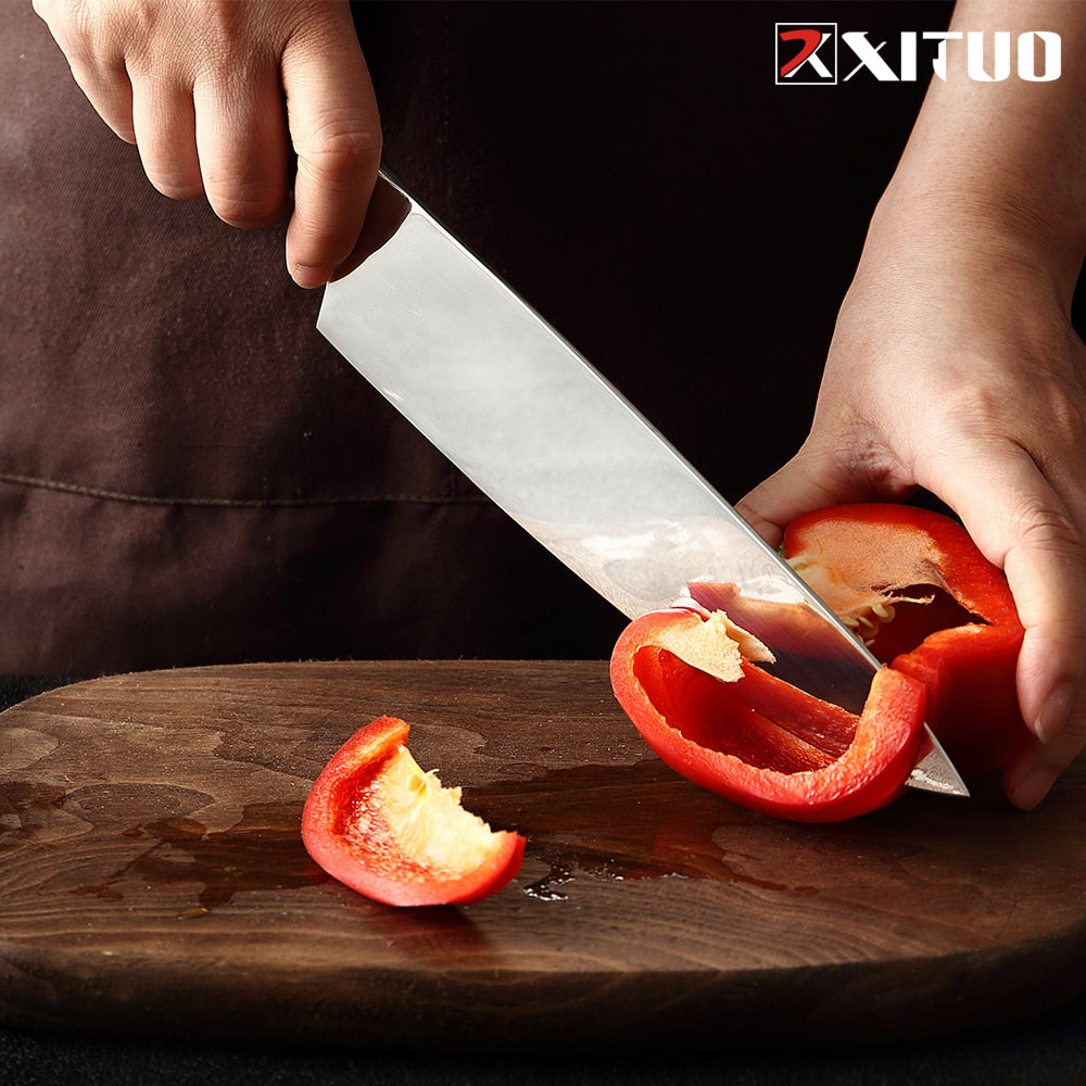 XITUO German Stainless Steel Kitchen Knife 1-7PCS Chef Knife Sharp Santoku Knife Cleaver Paring Knives Boning