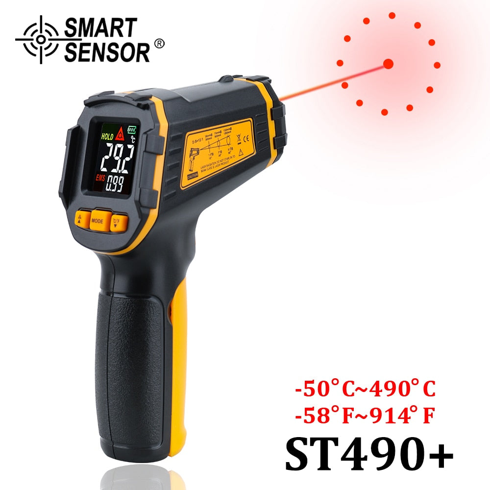 Digital Infrared Thermometer Laser Temperature Meter Non-contact Pyrometer Imager Hygrometer IR Color LCD Light Alarm