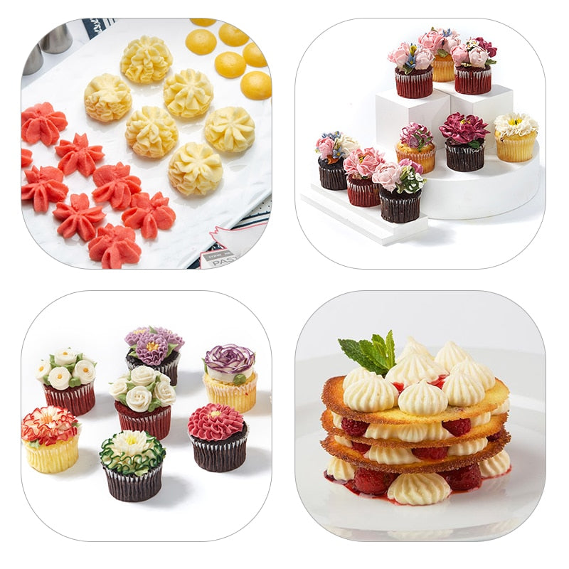 16/24 Pcs Set Pastry Bag and Stainless Steel Cake Nozzle Kitchen Accessories For Decorating Bakery Confectionery Equipment