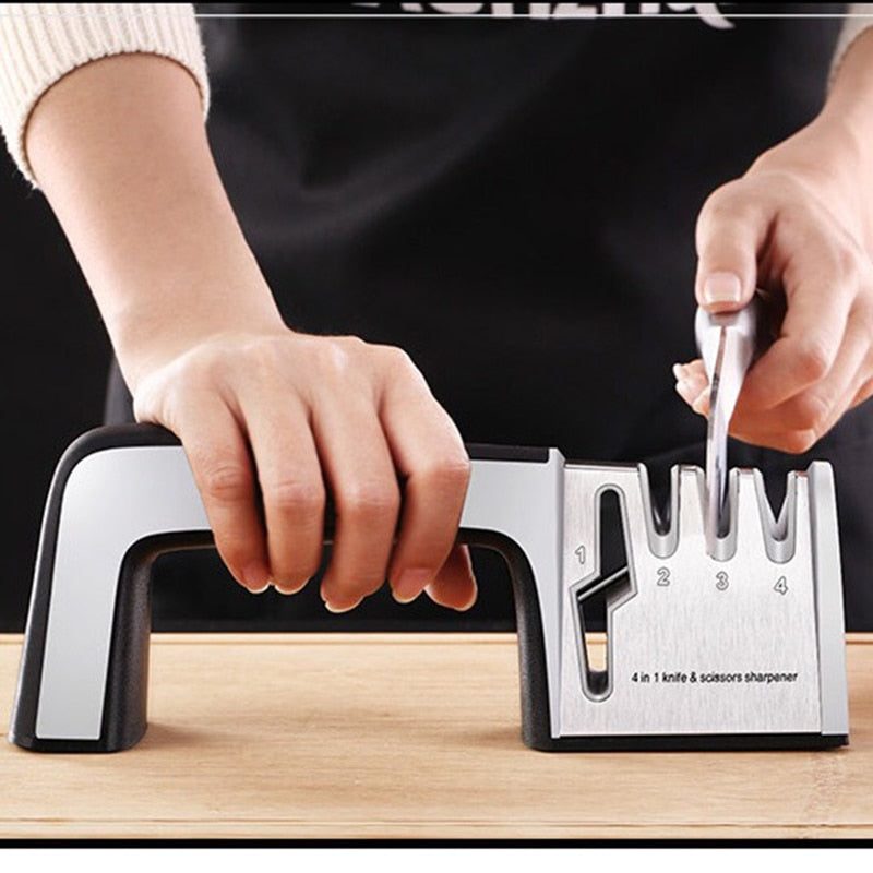 Professional Kitchen Knife Sharpener 4 In 1 Knife Scissor Manual Kitchen Sharpener For All Sized Knives Kitchen Accessories