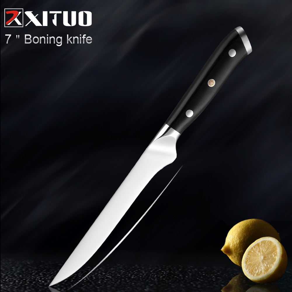 XITUO German Stainless Steel Kitchen Knife 1-7PCS Chef Knife Sharp Santoku Knife Cleaver Paring Knives Boning