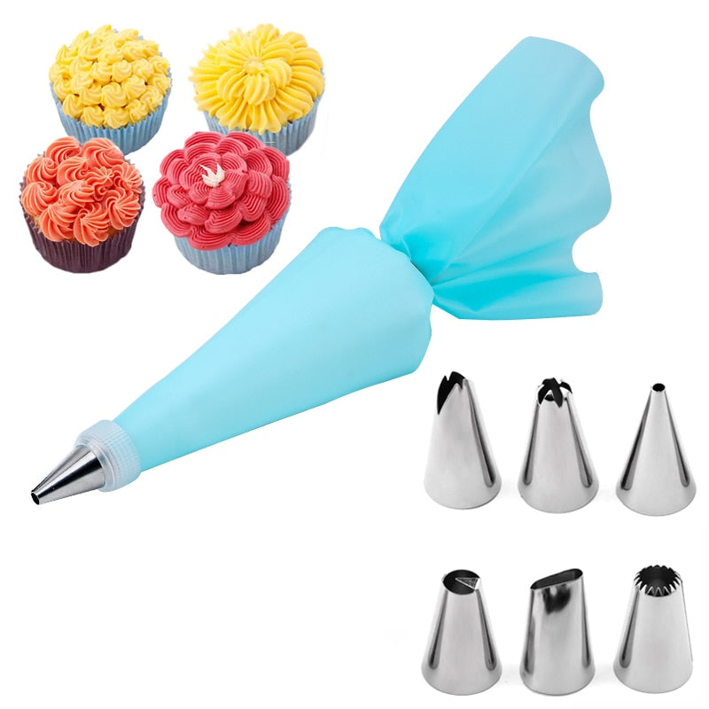 16/24 Pcs Set Pastry Bag and Stainless Steel Cake Nozzle Kitchen Accessories For Decorating Bakery Confectionery Equipment