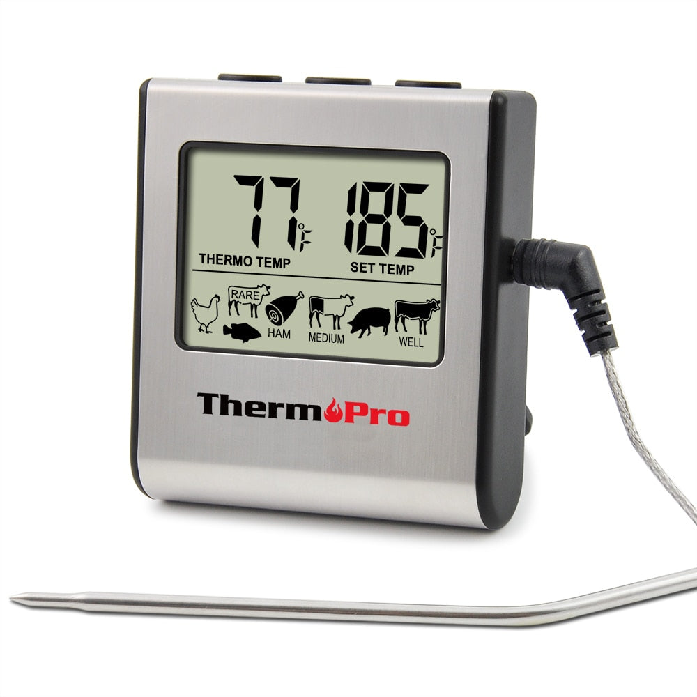 ThermoPro TP16 Digital LCD Display Kitchen Cooking Meat Thermometer For BBQ Oven Grill With Timer Function