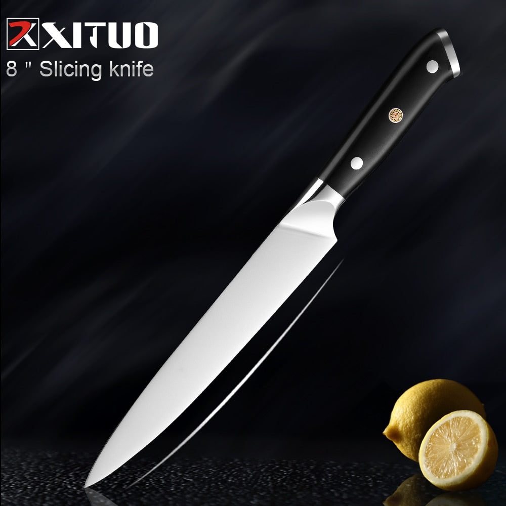 XITUO German Stainless Steel Kitchen Knife 1-7PCS Chef Knife Sharp Santoku Knife Cleaver Paring Knives Boning