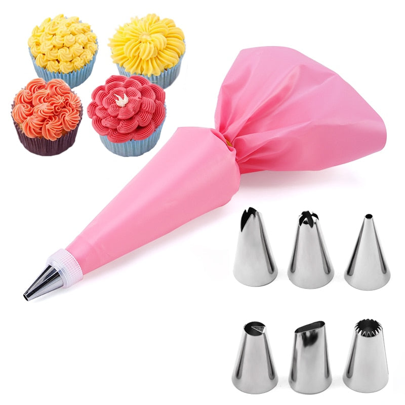 16/24 Pcs Set Pastry Bag and Stainless Steel Cake Nozzle Kitchen Accessories For Decorating Bakery Confectionery Equipment