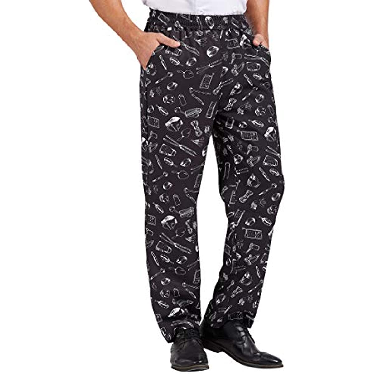 Chef Pants for Restaurant Kitchen Unisex Cook Works Lightweight Baggy Trousers